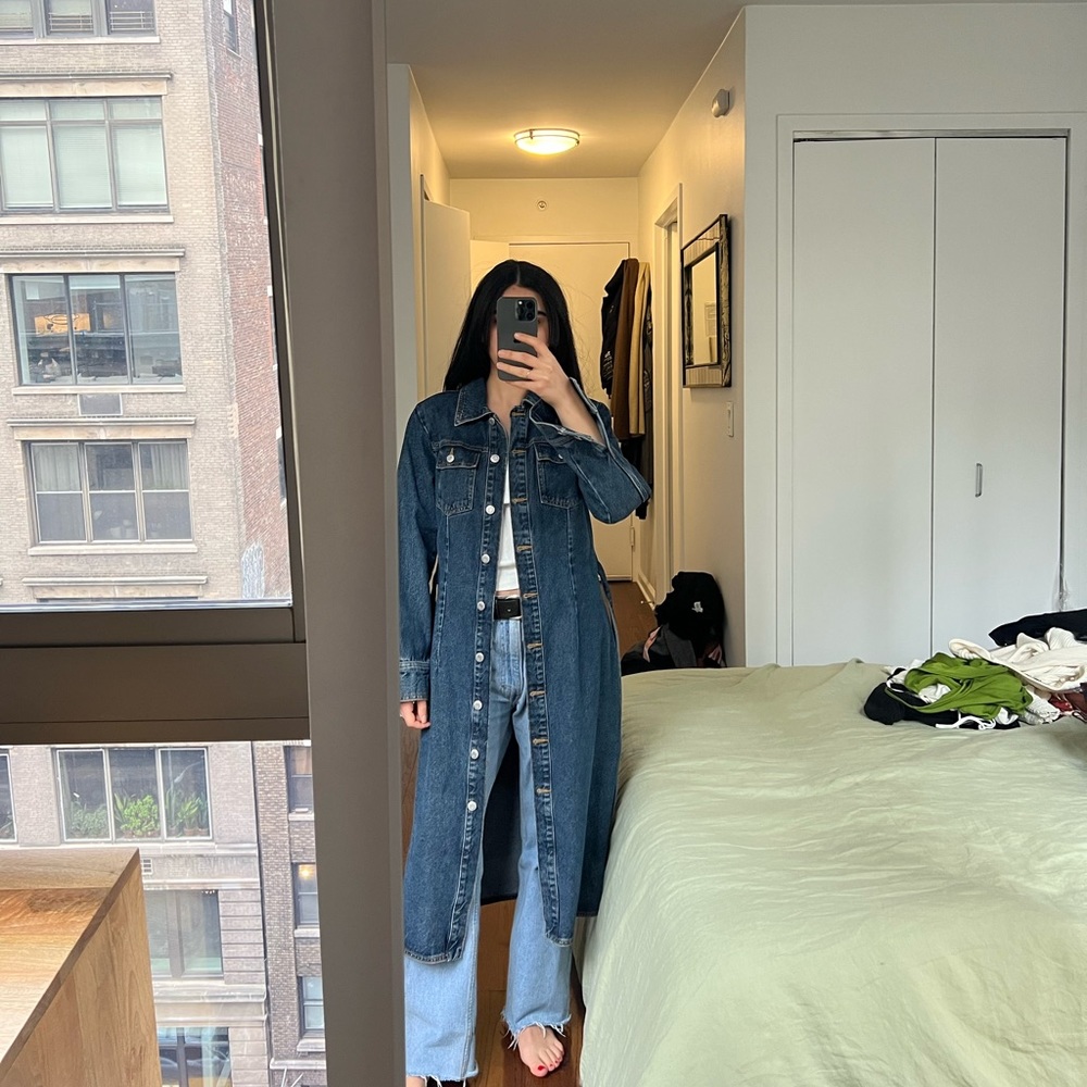 Zara long denim coat